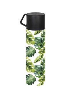 Decorated Vacuum Flask With Mug-Leaf Assorted shapes may vary