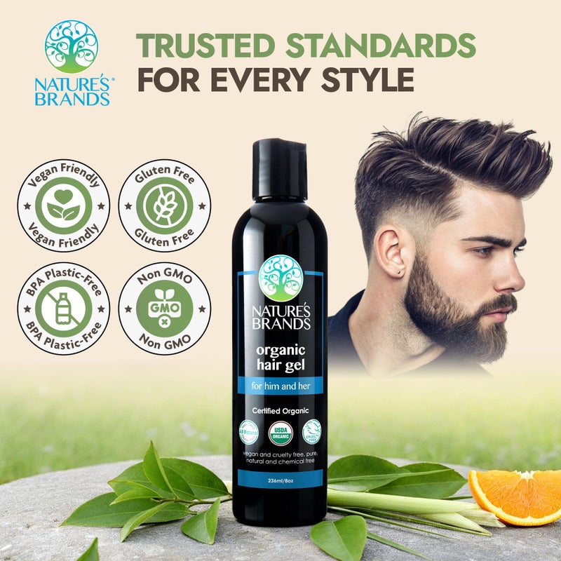 Nature's Brands Natureâ€™s Brand - Herbal Choice Mari Organic Hair Gel, 8 Oz - All-Day Hold for Curly & Straight Hair, Nourishing, Rosehip & Olive Oil Gel with Sweet Orange, Lemongrass - Hydrates Color-Treated Hair - Image 3