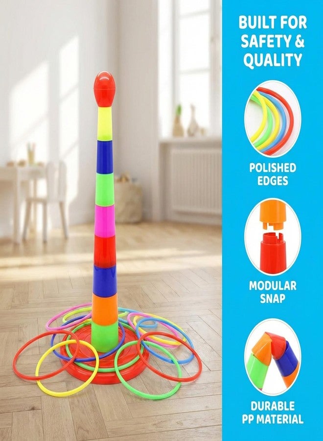 Manwetye 2 Color Columns + 48 Circles, Colorful Happy Circle Game,Children's Play Park, Christmas Party Birthday Party Gift. Suitable for Indoor Holiday Games Family Christmas Party Games - Image 3