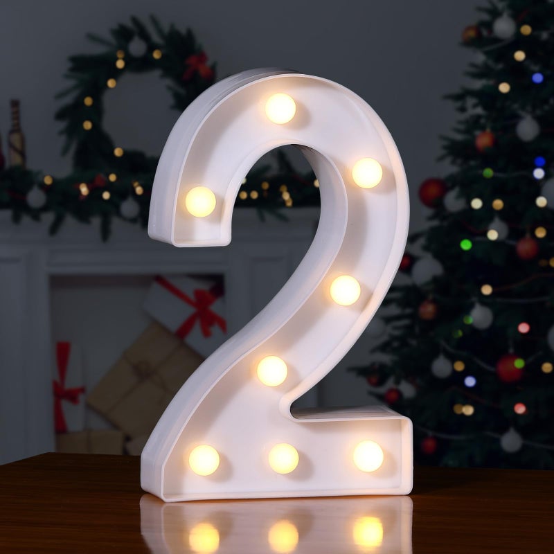 Foaky Decorative Led Marquee Light Up Number Marquee Light Up Number Sign for Night Light Wedding Birthday Party Christmas Home Bar Decoration Number2