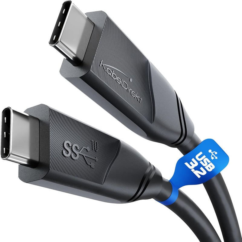 كيبل دايركت كابل USB-C متعدد الاستخدامات للتصوير بدقة 4K، USB 3.2 الجيل الثاني – طوله 1 متر (ينقل البيانات ومقاطع الفيديو بدقة 4K بسرعة 10 جيجابت في الثانية، ويوفر قدرة شحن تصل إلى 100 واط بفضل تقنية PD3)، كابل عالمي لنقل البيانات والشحن وتشغيل الشاشات، لونه أسود، من تصنيع CableDirect - Image 1