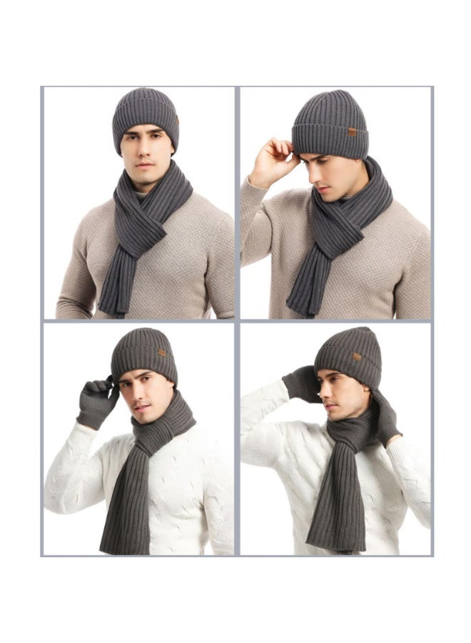 بمعنى سحر بمعنى حديقة مجموعة من 3 قطع من قبعات بيني الشتوية ووشاح وقفازات وقبعات تزلج وقفازات تعمل باللمس تناسب النساء والرجال قبعات متطابقة للشتاء الدافئة مبطنة بالصوف ووشاح وقفازات مجموعة للرياضة والسفر في الهواء الطلق، رمادي - Image 5