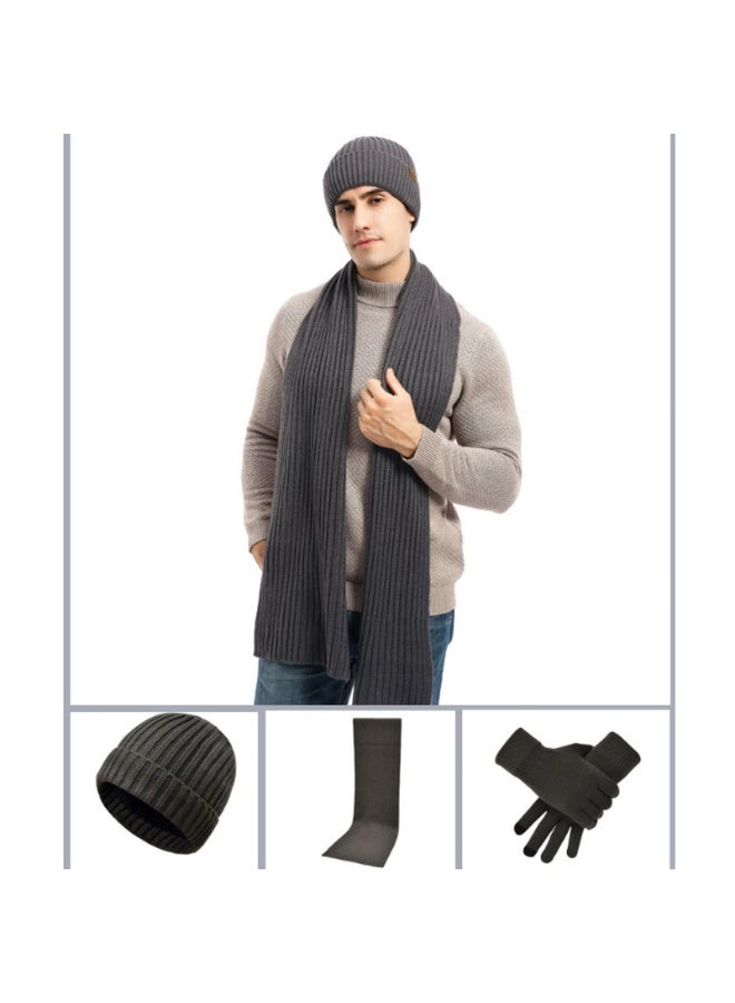 بمعنى سحر بمعنى حديقة مجموعة من 3 قطع من قبعات بيني الشتوية ووشاح وقفازات وقبعات تزلج وقفازات تعمل باللمس تناسب النساء والرجال قبعات متطابقة للشتاء الدافئة مبطنة بالصوف ووشاح وقفازات مجموعة للرياضة والسفر في الهواء الطلق، رمادي - Image 3