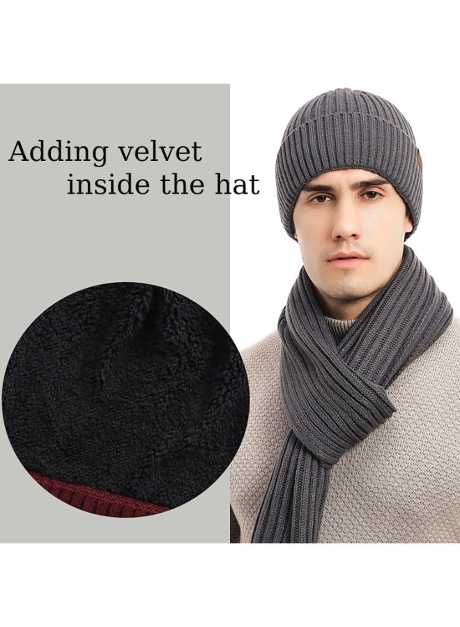 بمعنى سحر بمعنى حديقة مجموعة من 3 قطع من قبعات بيني الشتوية ووشاح وقفازات وقبعات تزلج وقفازات تعمل باللمس تناسب النساء والرجال قبعات متطابقة للشتاء الدافئة مبطنة بالصوف ووشاح وقفازات مجموعة للرياضة والسفر في الهواء الطلق، رمادي - Image 4