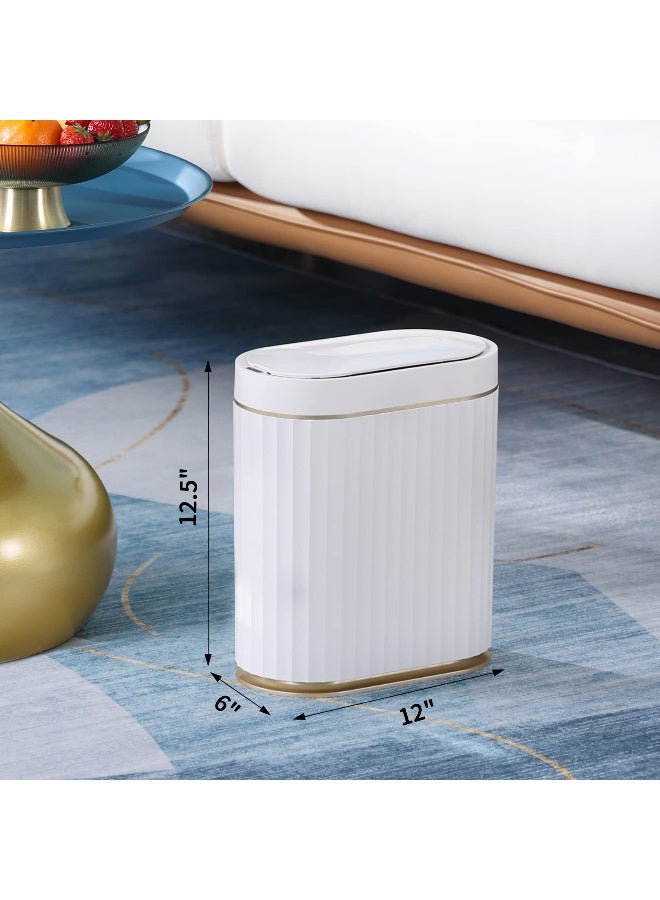 2 Gallon Automatic Sensor Trash Can, IPX5 Waterproof Motion Sensor Garbage Bin with Lid, White & Gold Plastic for Bathroom, Bedroom, Kitchen,  Office - Image 2