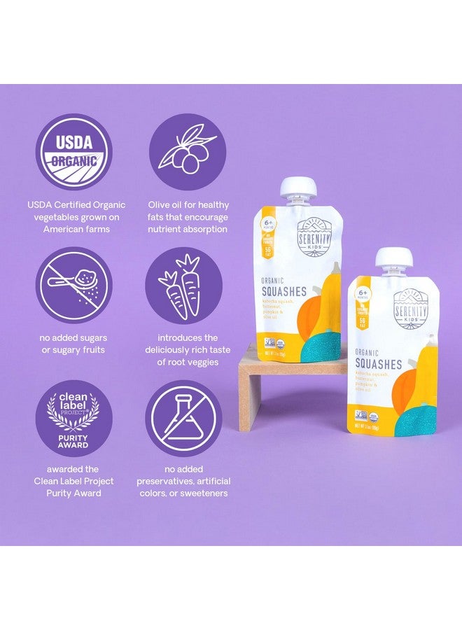 سيرينتي كيدز أكياس طعام الأطفال سيرينيتي كيدز من عمر 6 أشهر فما فوق، مهروس الخضار - عضوي معتمد من وزارة الزراعة الأمريكية - بدون فواكه سكرية أو محليات مضافة - خالٍ من مسببات الحساسية، 3.5 أونصة، خالٍ من مادة BPA - بنكهة القرع - عبوة من 12 قطعة - Image 5