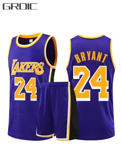 GROIC Kobe Bryant Jersey 24# Basketball T Shirt and Shorts,Basketball Jersey for Adults,Basketball Suits,BasketballJersey Set(Purple,3XL)  - Image 1