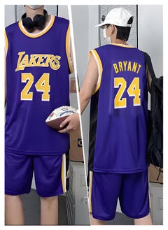 GROIC Kobe Bryant Jersey 24# Basketball T Shirt and Shorts,Basketball Jersey for Adults,Basketball Suits,BasketballJersey Set(Purple,3XL)  - Image 4