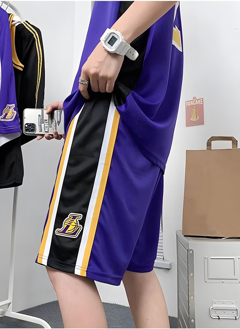 GROIC - Kobe Bryant Jersey 24# Basketball T Shirt and Shorts,Basketball Jersey for Adults,Basketball Suits,BasketballJersey Set(Purple,3XL) - Image 1