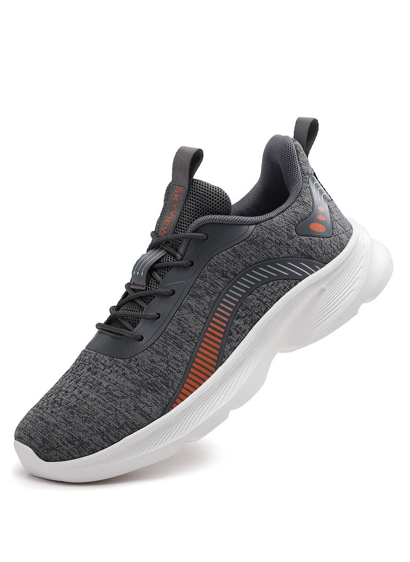 Sky View SKY VIEW Athlesiure Running Shoes for Men Non Slip and Lightweight Walking Sneakers Breathable For Work, Shopping, Gym & Travel Fashion Sport Shoes Dark Grey  - Image 1