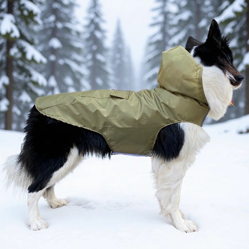Reflective Waterproof Pet Raincoat for Large Dogs, Hooded, Polyester, Multiple Sizes and Colors - Image 1