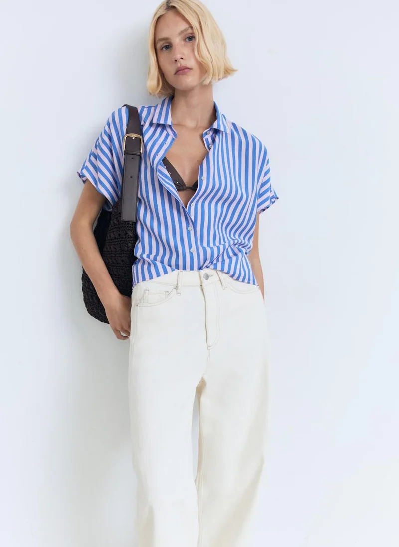 MANGO Short Sleeve Striped Shirt