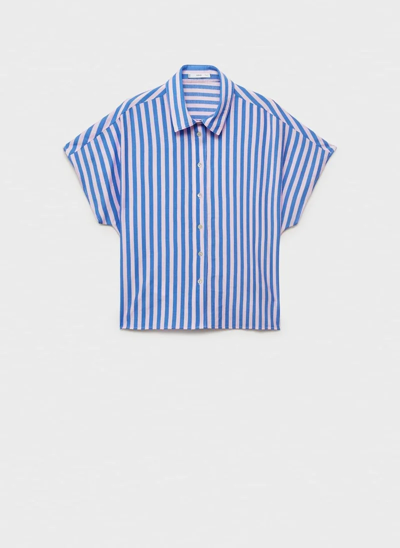 MANGO Short Sleeve Striped Shirt