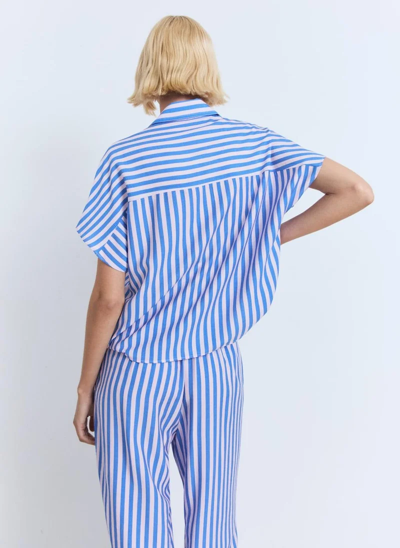 MANGO Short Sleeve Striped Shirt