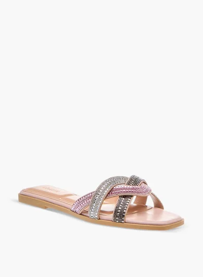 Celeste Womens Embellished Slip-On Sandals