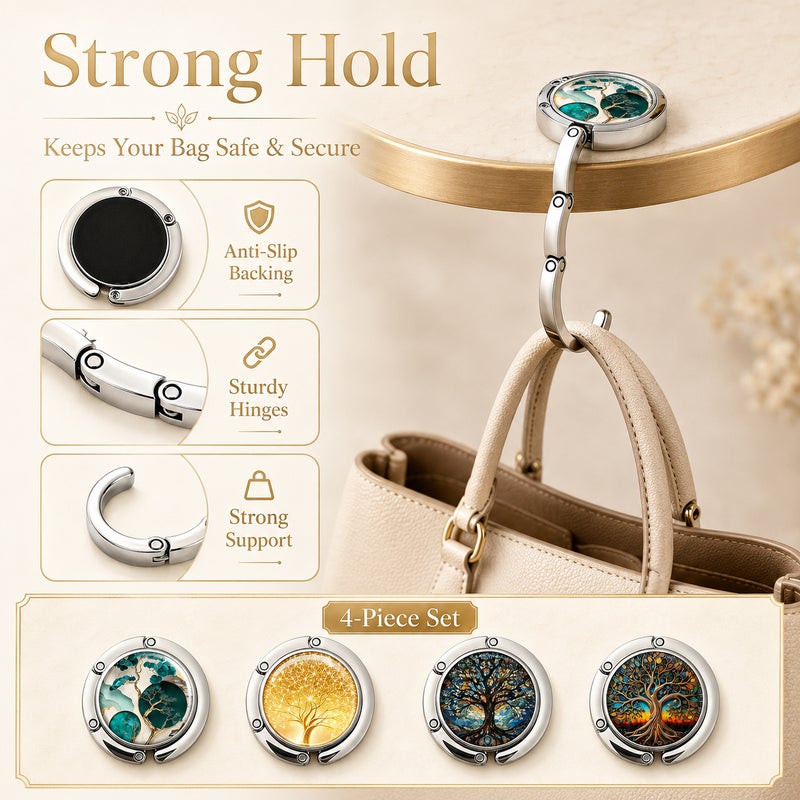 Foldable Purse Hook for Table, Portable Handbag Hanger Desk Bag Holder for Women, Compact Table Bag Hook for Office, Dining and Travel - Image 5