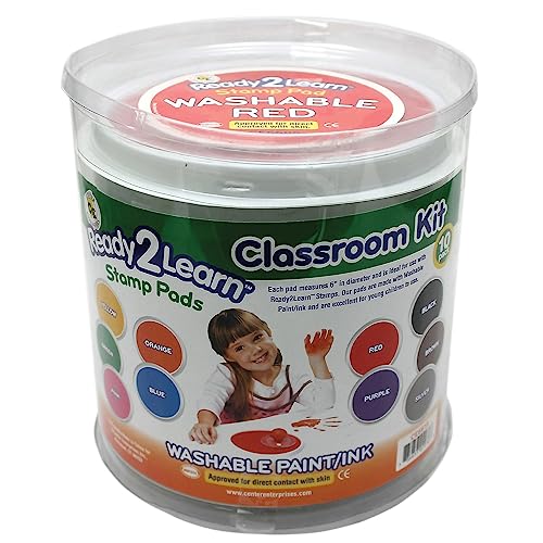 READY 2 LEARN Jumbo Circular Washable Stamp Pads Classroom Set of 10 Colors 575 dia NonToxic Fade Resistant Ideal Size for Handprints and Footprints