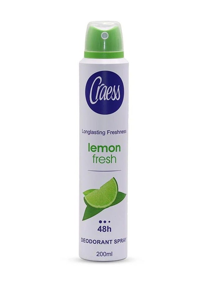 Craess Two Pieces of  Deodorant Spray Lemon Fresh 48h 2*200ml - Image 2