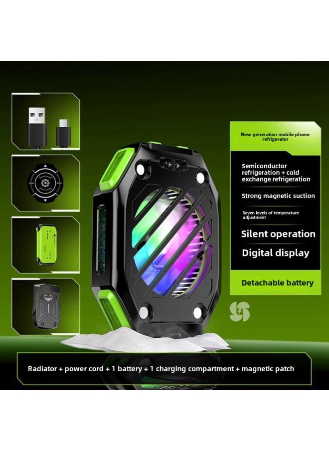 Generic Mobile Phone Radiator Profile Semiconductor Magnetic Radiator Back Clip Magnetic Icing Radiator Mobile Phone Noise Is Small-Product Color:Any Green Customized Host + Battery + Charging Compartment  - Image 1