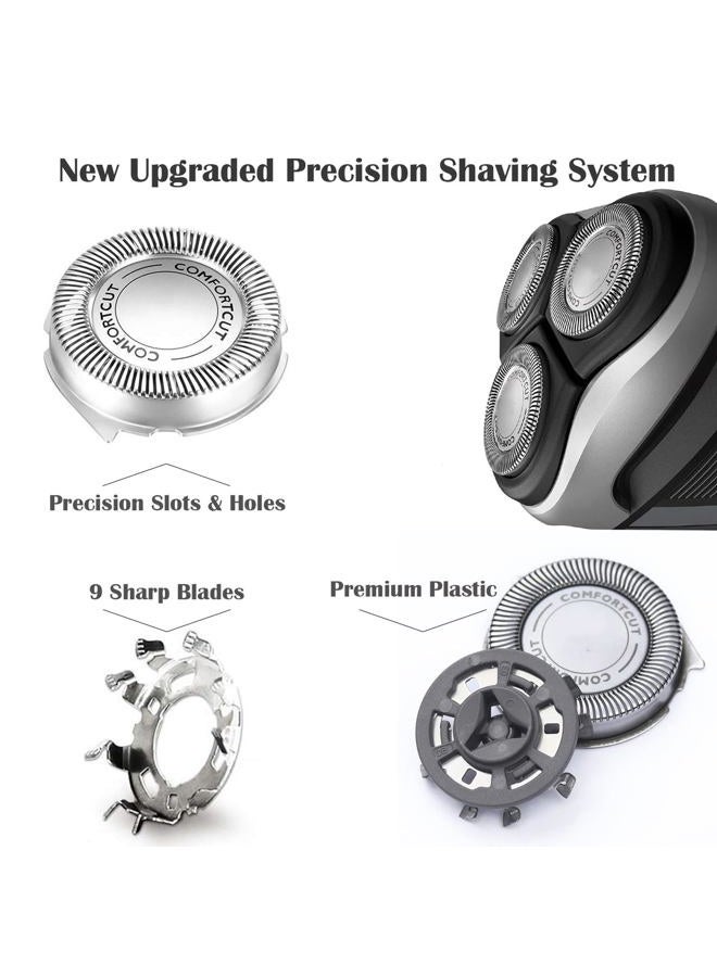 Suleto HQ8 Replacement Heads for Philips Norelco Aquatec Shavers, Razor Blades Compatible with Shavers PT720 AT880 AT810 and OEM Upgraded, 3-Pack & Brush - Image 2
