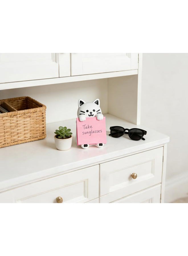 HORTIX Cat Sticky Note Holder for Desk - Doodle-Friendly Resin Dispenser for Office & Home, Holds 3" x 3" Sticky Notes - Image 3