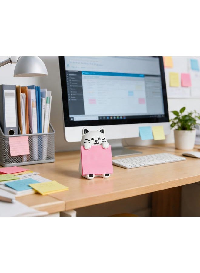 HORTIX Cat Sticky Note Holder for Desk - Doodle-Friendly Resin Dispenser for Office & Home, Holds 3" x 3" Sticky Notes - Image 4