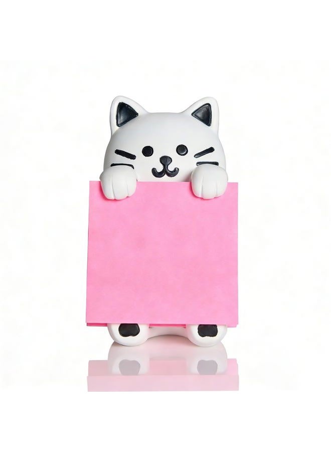 HORTIX Cat Sticky Note Holder for Desk - Doodle-Friendly Resin Dispenser for Office & Home, Holds 3" x 3" Sticky Notes - Image 1
