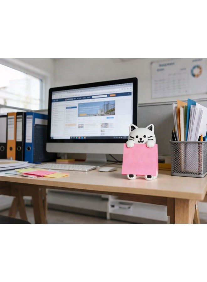 HORTIX Cat Sticky Note Holder for Desk - Doodle-Friendly Resin Dispenser for Office & Home, Holds 3" x 3" Sticky Notes - Image 5
