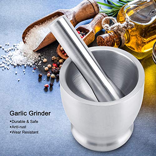 Haofy Stainless Steel Mortar and Pestle Set, Crusher Grinder Beans Garlic Foodstuffs Heavy Duty Kitchen Grinding Bowl Tool for Kitchen Grinding Seasonings Pastes Coffee Beans - Image 2