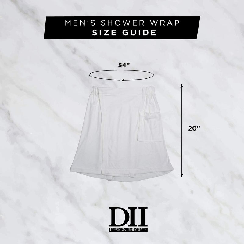 DII Men's Terry Shower Wrap Collection Adjustable with Velcro and Pocket, 54x20, Gray - Image 5