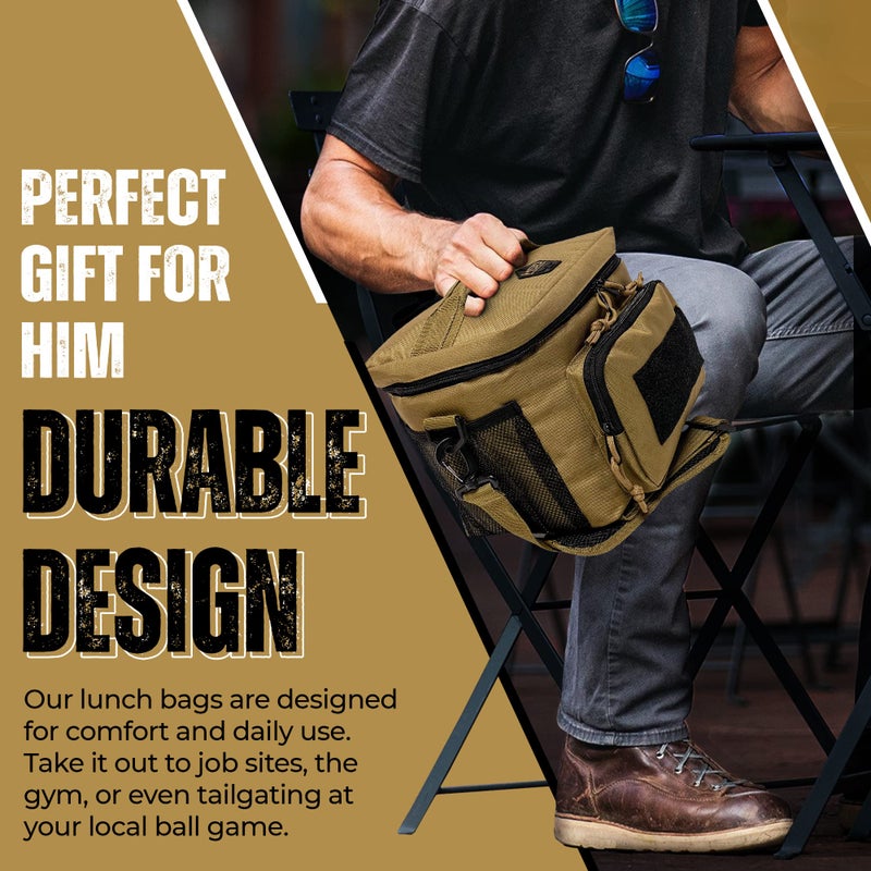 HighSpeedDaddy Tactical Lunch Bag â€“ Insulated Lunch Box Cooler Bag for Men & Women - Military-Grade, Portable and Water-Resistant 15L Work & Travel Lunch Box Bag - 11â€x 9â€x 8â€ - Coyote Brown - Image 2