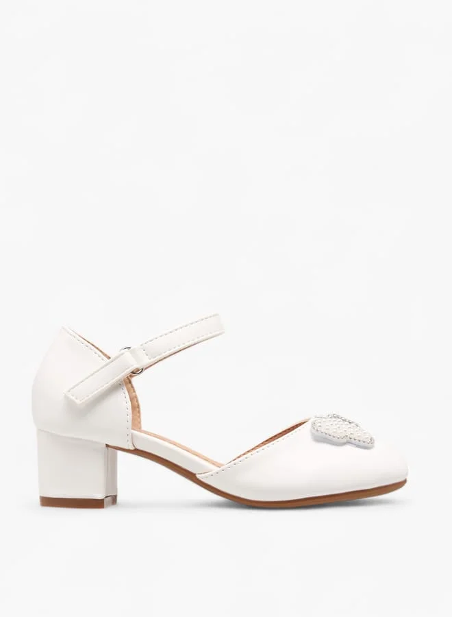 Girls Butterfly Accent Ballerinas With Hook And Loop Closure