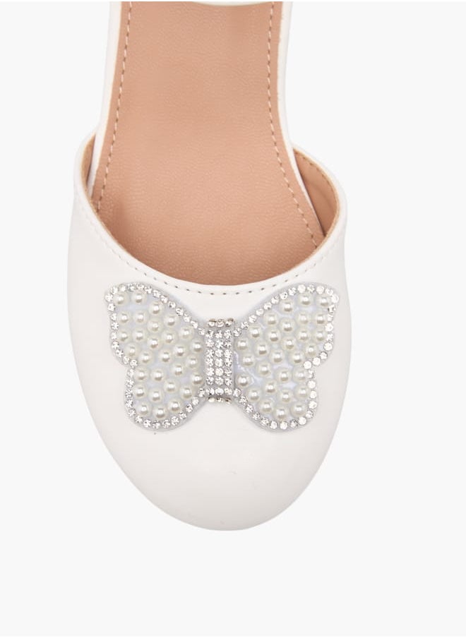 Flora Bella By Shoexpress Girls Butterfly Accent Ballerinas With Hook And Loop Closure  - Image 4