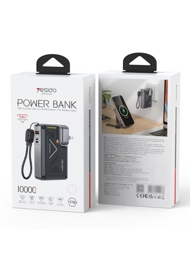 Yesido 10000mAh 22.5W Fast Charging AC+DC Dual-mode Wireless Charging Power Bank YP8910000mAh 22.5W Fast Charging AC+DC Dual-mode Wireless Charging Power Bank YP89 - Image 1