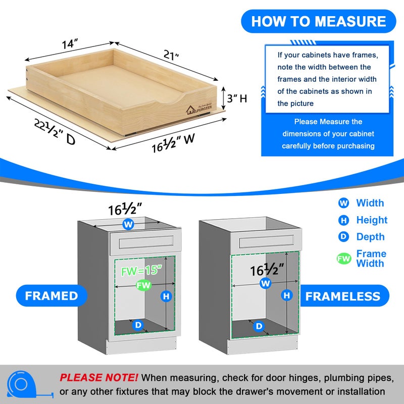 WelFurGeer Soft Close Pull Out Drawers for Cabinets, 14" W x 21" D Pull Out Cabinet Drawer with Heavy Duty Slides, Pull Out Cabinet Organizer, Cabinet Roll Out Drawers, Pull-Out Home Organizers - Image 5