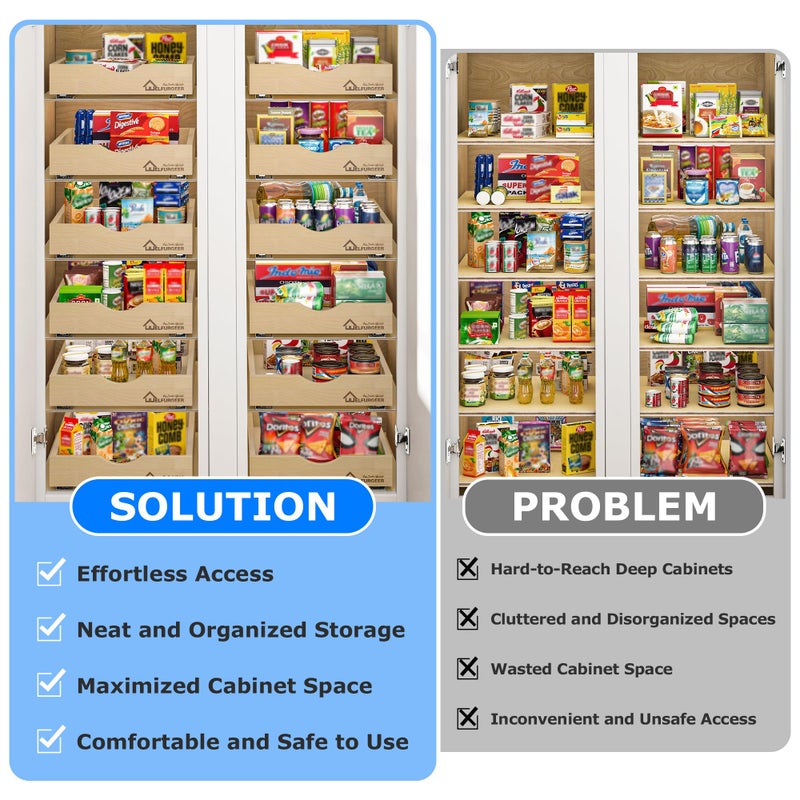 WelFurGeer Soft Close Pull Out Drawers for Cabinets, 14" W x 21" D Pull Out Cabinet Drawer with Heavy Duty Slides, Pull Out Cabinet Organizer, Cabinet Roll Out Drawers, Pull-Out Home Organizers - Image 3