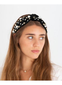 Wecoe Wecoe 2 Pack Black White Knotted Headbands Rhinestone Pearl Headband For Women Girls Wide Headbands Non Slip Fashion Cloth Sparkly Diamond Beaded Headbands Hair Accessories For Women Girls Gifts  - Image 3