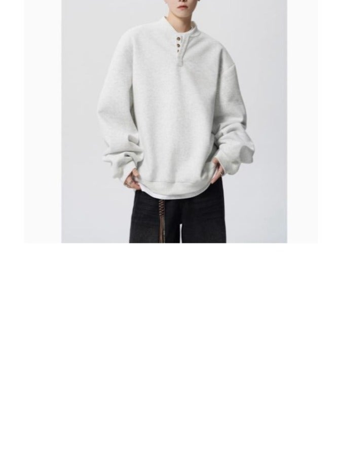 Men's Long Sleeved T-Shirt Lose Casual Pullover Base Hoodie - Image 1