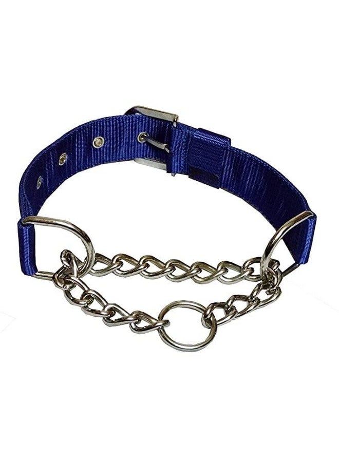 Durable Heavy Duty Half Stainless Steel And Half Nylon Neck Collar Belt Suitable For Outdoor Training/Walking Dogs And Puppies - Medium (Blue) - Image 2