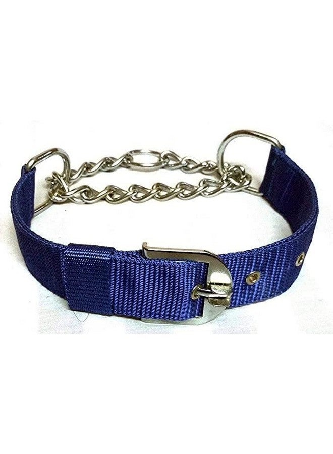 Durable Heavy Duty Half Stainless Steel And Half Nylon Neck Collar Belt Suitable For Outdoor Training/Walking Dogs And Puppies - Medium (Blue) - Image 1