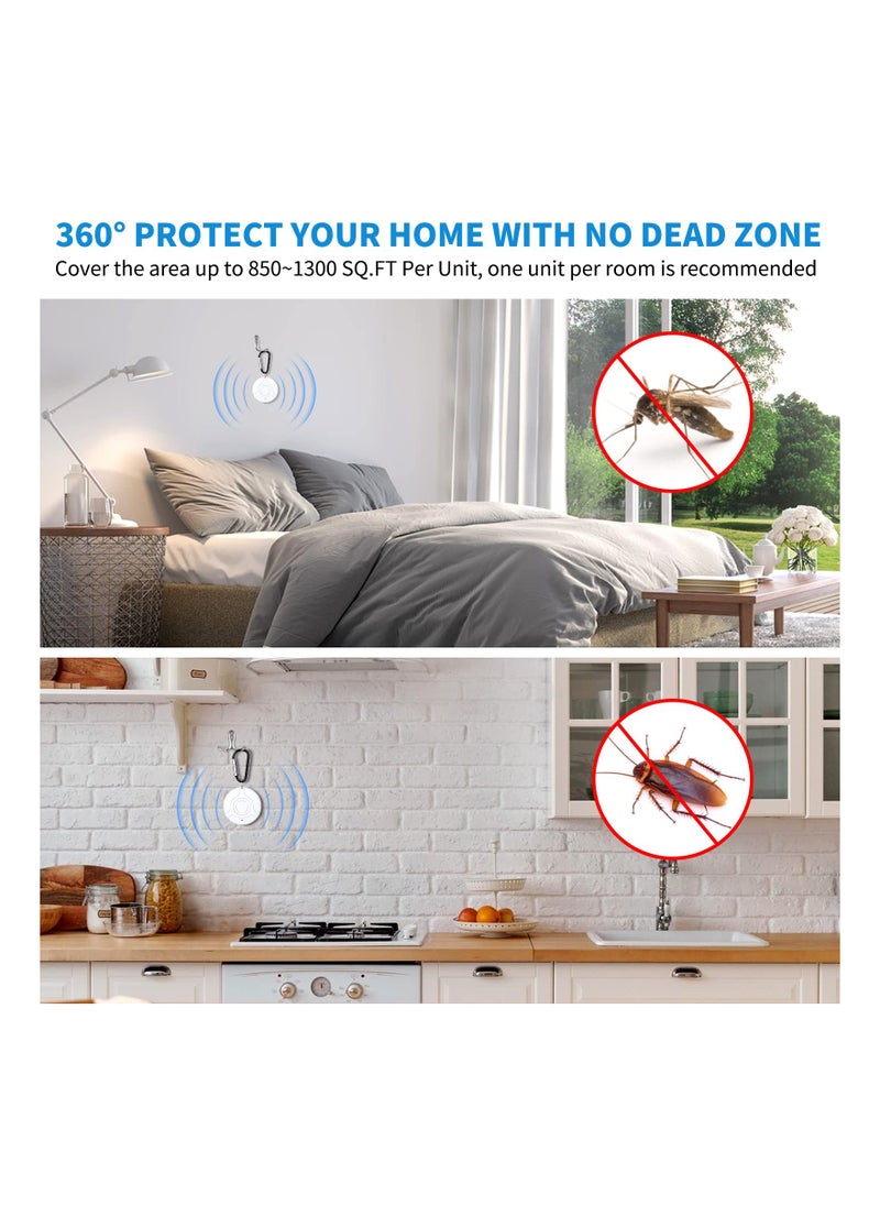 Portable Ultrasonic Pest Repeller for Indoor & Outdoor Use, Effective Mosquito and Bug Control, Safe for Babies, Rodent Deterrent, Smart Insect Repellent (White)