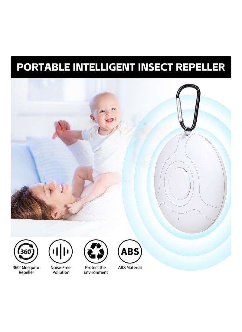 Portable Ultrasonic Pest Repeller for Indoor & Outdoor Use, Effective Mosquito and Bug Control, Safe for Babies, Rodent Deterrent, Smart Insect Repellent (White)