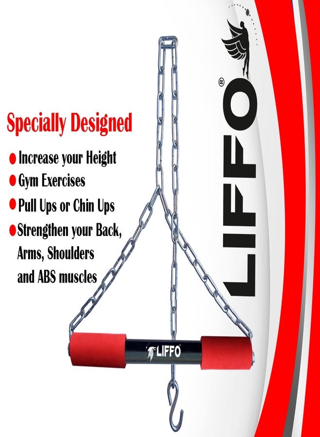 Liffo® Steel Pull Up Chin up Bar, Steel Chin Up, Sangal Rod with Chain Hanging Rod ChinUp Bar, Height Increaser and Pull Exercise with Heavy Duty Chain (4FT) - Image 3