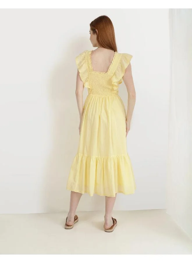 Aerie Aerie Smocked Ruffle Midi Dress