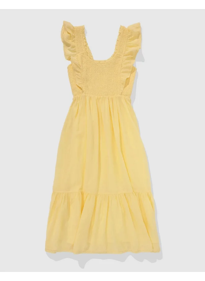 آري من امريكان ايجل Aerie Smocked Ruffle Midi Dress