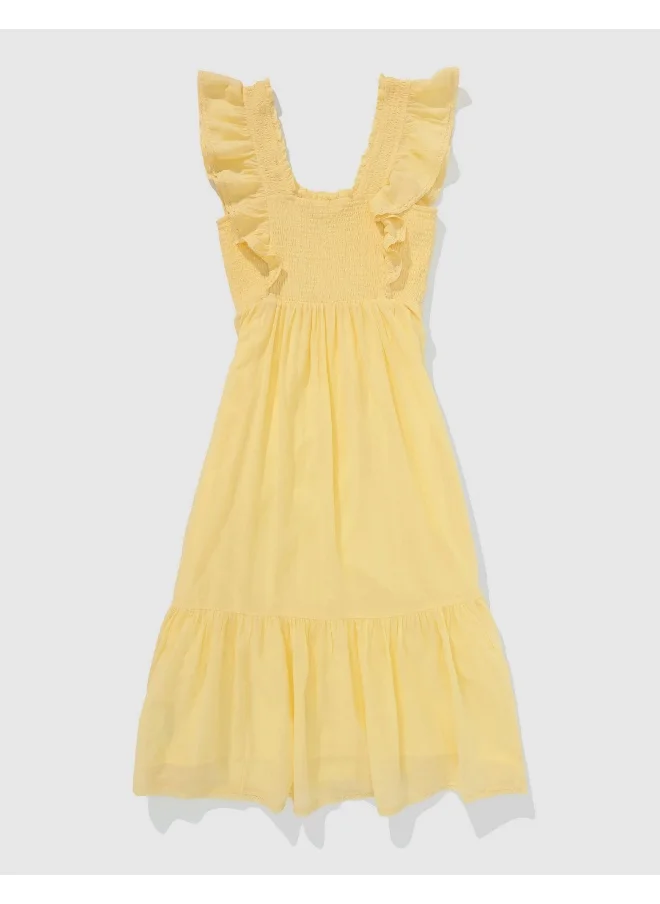 آري من امريكان ايجل Aerie Smocked Ruffle Midi Dress