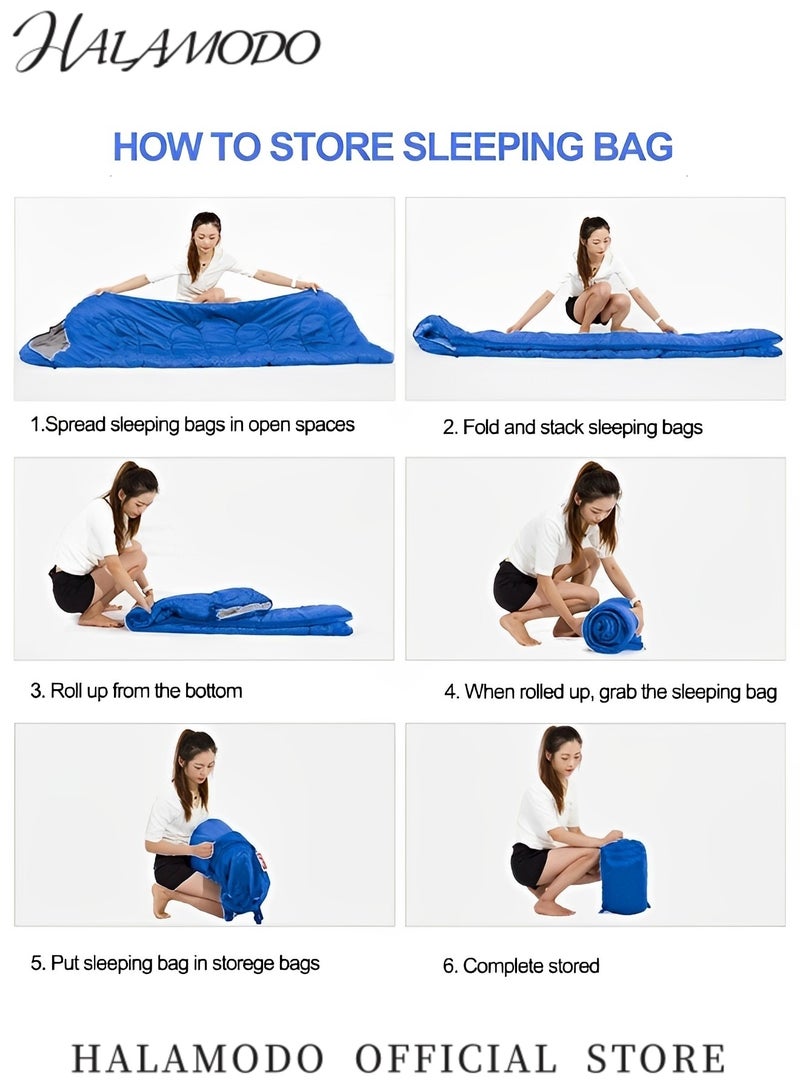 HALAMODO Sleeping Bag Lightweight 3 Season Weather Sleep Bags Microfiber Filled Waterproof Indoor & Outdoor Sleeping Bag with Zippers & Pouch for Hiking & Camping & Traveling & Mountaineering  - Image 5
