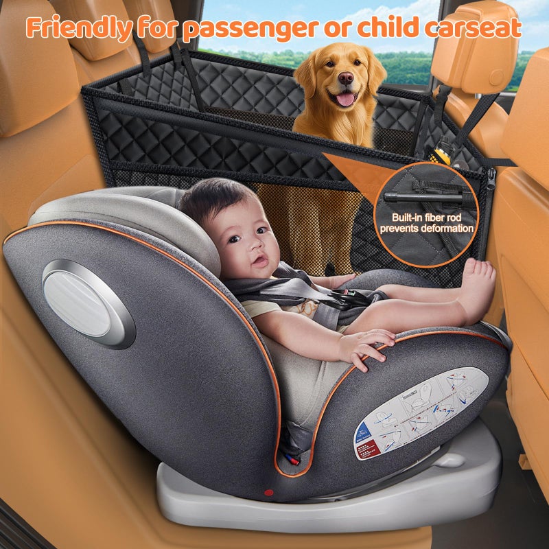 URPOWER Hard Bottom Dog Car Seat for Large Medium Dogs, Dog Back Seat Extender with 3-Sided Hard Boards, Waterproof Pet Backseat Cover Dogs Hammock for Large Cars, Trucks and SUVs, Holds up to 200 lbs - Image 2