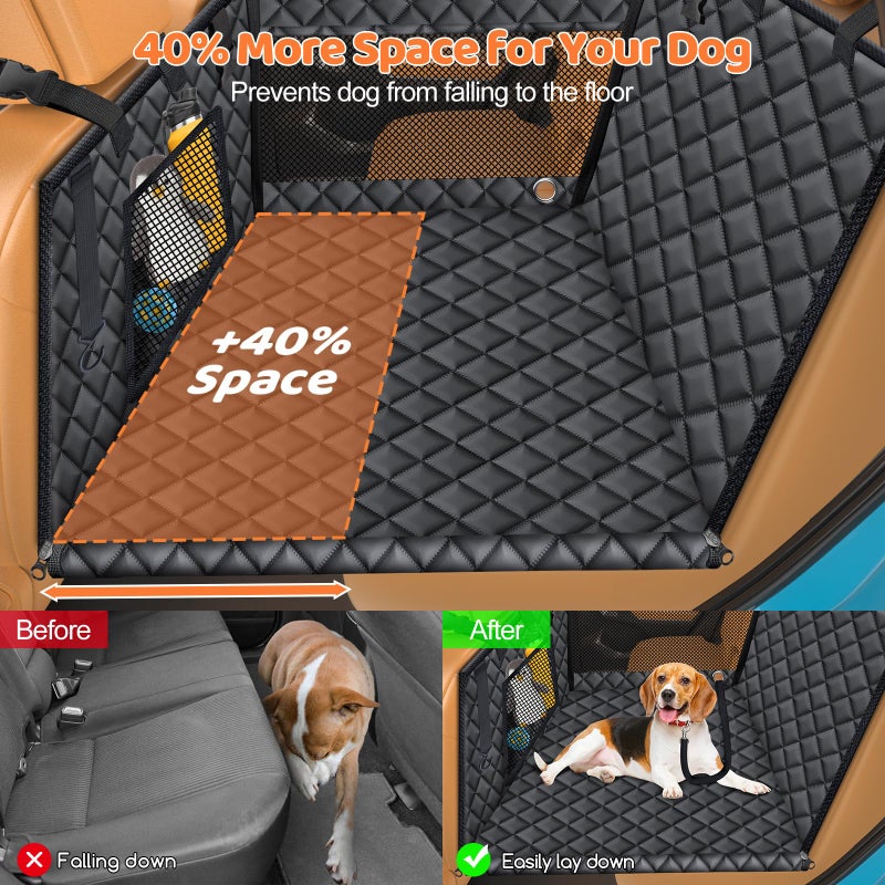 URPOWER Hard Bottom Dog Car Seat for Large Medium Dogs, Dog Back Seat Extender with 3-Sided Hard Boards, Waterproof Pet Backseat Cover Dogs Hammock for Large Cars, Trucks and SUVs, Holds up to 200 lbs - Image 4