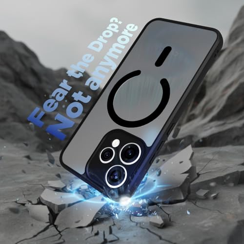 RIGGEAR Shockproof Sleek Hybrid Armor Magnetic Back Cover Case Compatible with MagSafe Accessories for Oppo Reno15, Reno 15 5G (Smoke Black Matte PC + Black TPU-Bumper) - Image 5